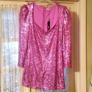 Pink Sequin Barbiecore Plus Size Mini Dress 2X NWT Fashion Nova